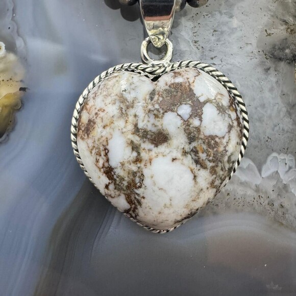 Sterling Silver Southwestern Style Wild Horse Heart Shape Pendant For Women - Picture 6 of 10